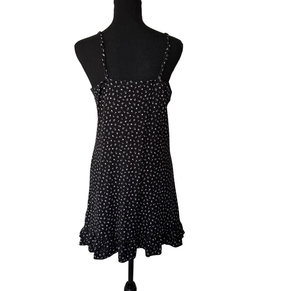 Womens Dark Floral Babydoll Dress Size L Black Coquette Fairy Grunge Y2K - Picture 3 of 6